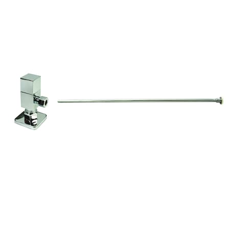 Westbrass 20" Flat Head Toilet Supply Kit with Square Handle 1/4-Turn Angle Stop, Polished Nickel D105QST-05